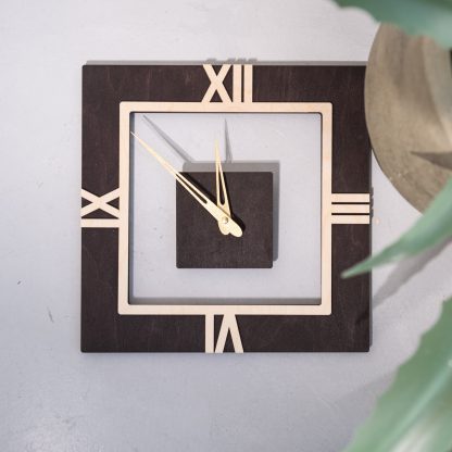 Square wooden wall clock